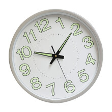 12 Inch Luminous Round Wall Clock, Minimalist Silver Quartz Decor