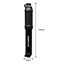 Pompe à vélo en alliage d'aluminium portable avec 3 buses, 20x2,7 cm, noire