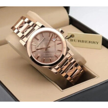 NEW BURBERRY WOMENS BU9146 WATCH STAINLESS STEEL ROSE GOLD STRAP GOLD DIAL