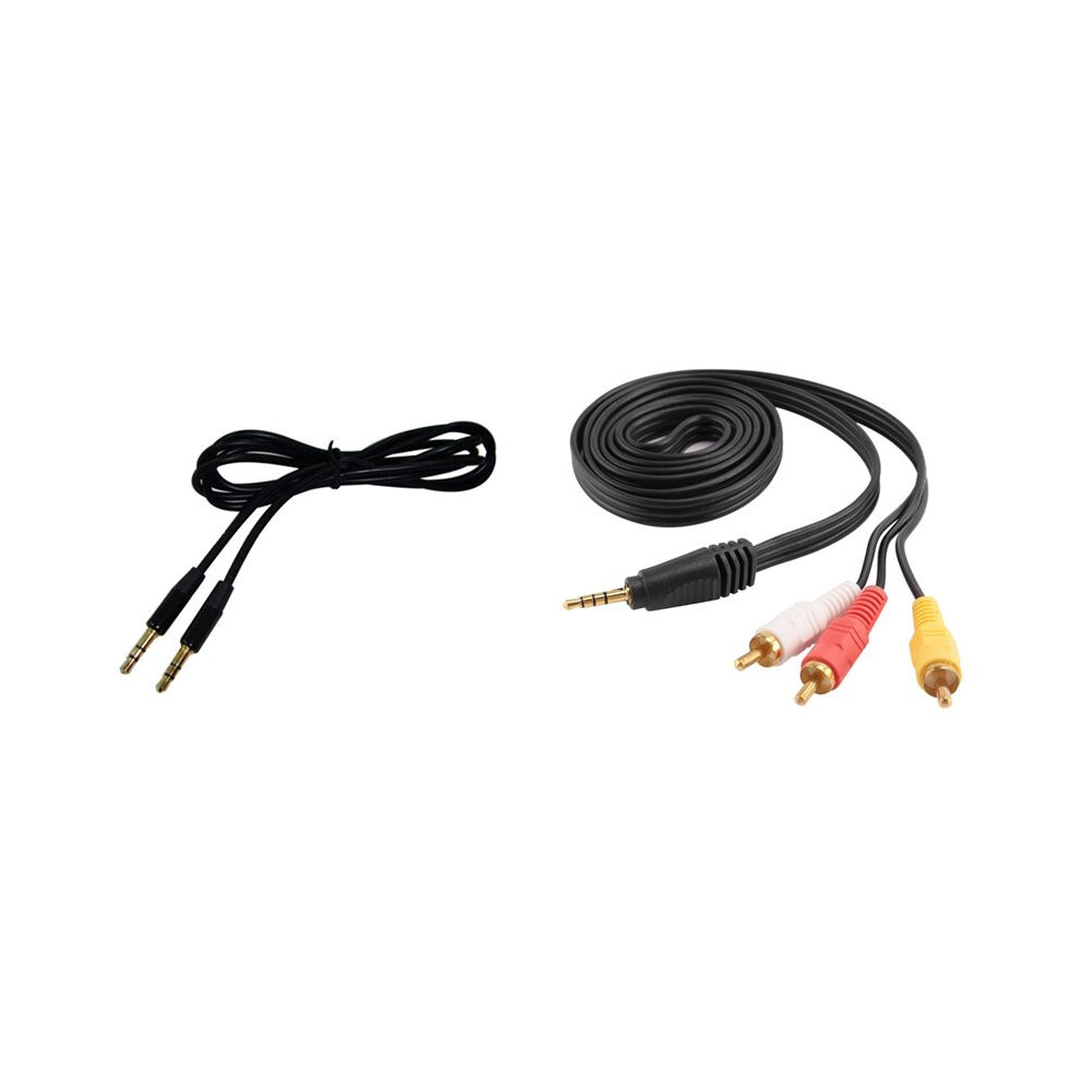 4.9Ft 3.5Mm Plug To 3 Rca Male Adapter Av Extension Cable & 3.5Mm Auxiliary Aux Male To Male Stereo Cord Audio Cable Black/Red/White 6031158266240