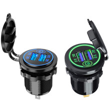 2Pcs Quick Charge 3.0 Dual Usb Car Charger 12V 36W Usb Fast Charger with - Light & Green Light