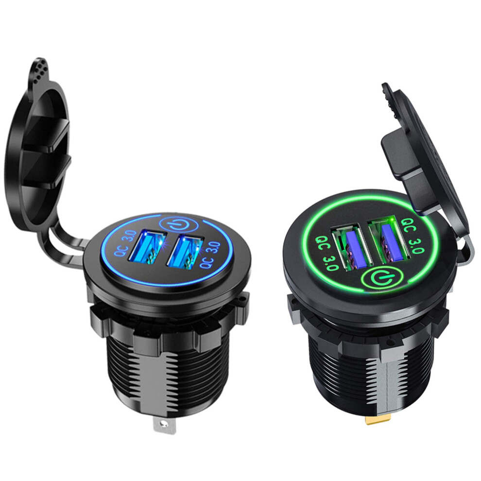 2Pcs Quick Charge 3.0 Dual Usb Car Charger 12V 36W Usb Fast Charger With - & Light/Green 6031704125618