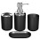 8 Pcs Plastic Bathroom Accessory Set,Bath Toilet Brush Set with Toothbrush Holder,Toothbrush Cup(Black &White) 2