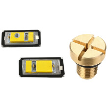 Car License Plate Light for E46 4D 1998-2003 & Radiator Overflow Coolant Expansion Tank Bleeder Screw Gold