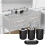 8 Pcs Plastic Bathroom Accessory Set,Bath Toilet Brush Set with Toothbrush Holder,Toothbrush Cup(Black &White) 6