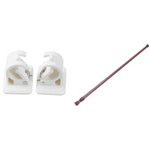 Extendable Telescopic Spring Loaded Net Voile Tension Curtain Rail Pole Rods with 2 PCS Self Adhesive Hooks Rod Bracket
