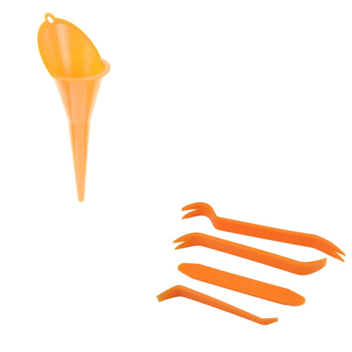 1 Set Auto Door Removal Pry Open Tools Kit & 1 Set Multi-Function Car Fueling Funnel Yellow 1