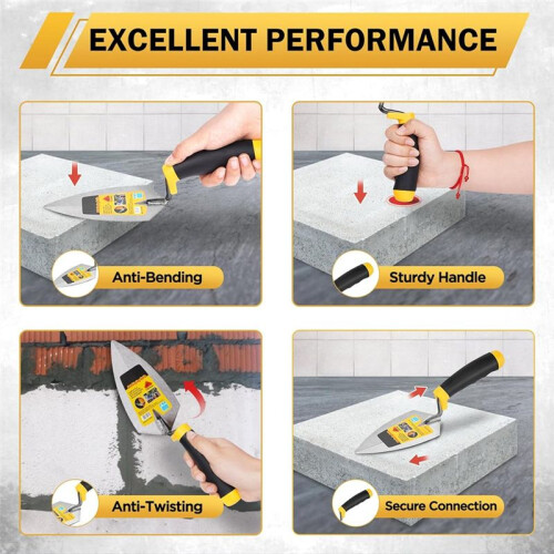 3 Pcs Masonry Tool Set, with Soft Grip Handles Concrete Drywall Tile and Plastering Tools for Contractors DIY 2