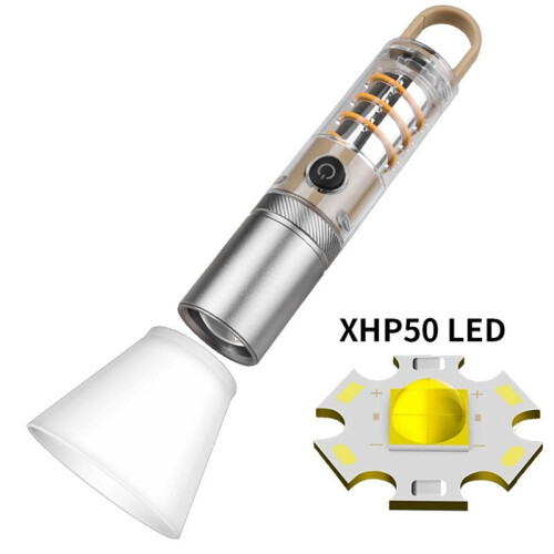 Flashlight Multifunctional Dual Light Source with Hook Rechargeable Lighting Zoom Tungsten Wire Ambient Camping Light 1