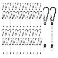 50pcs Beadable Keychain Bars, Bead Key Chain Making Kit Keychain Accessories Charms Beads DIY Blank Metal Keychain