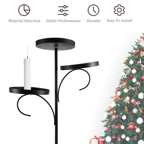 Black Triple Christmas Tree Decorative Candlestick Christmas Candlestick Indoor Bedroom Tableware Kitchen 1