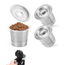 Paquete de 3 Cápsulas Reutilizables para Cafetera para Dual Brew, Filtros Permanentes Reutilizables de Acero Inoxidable para Cápsulas K.
