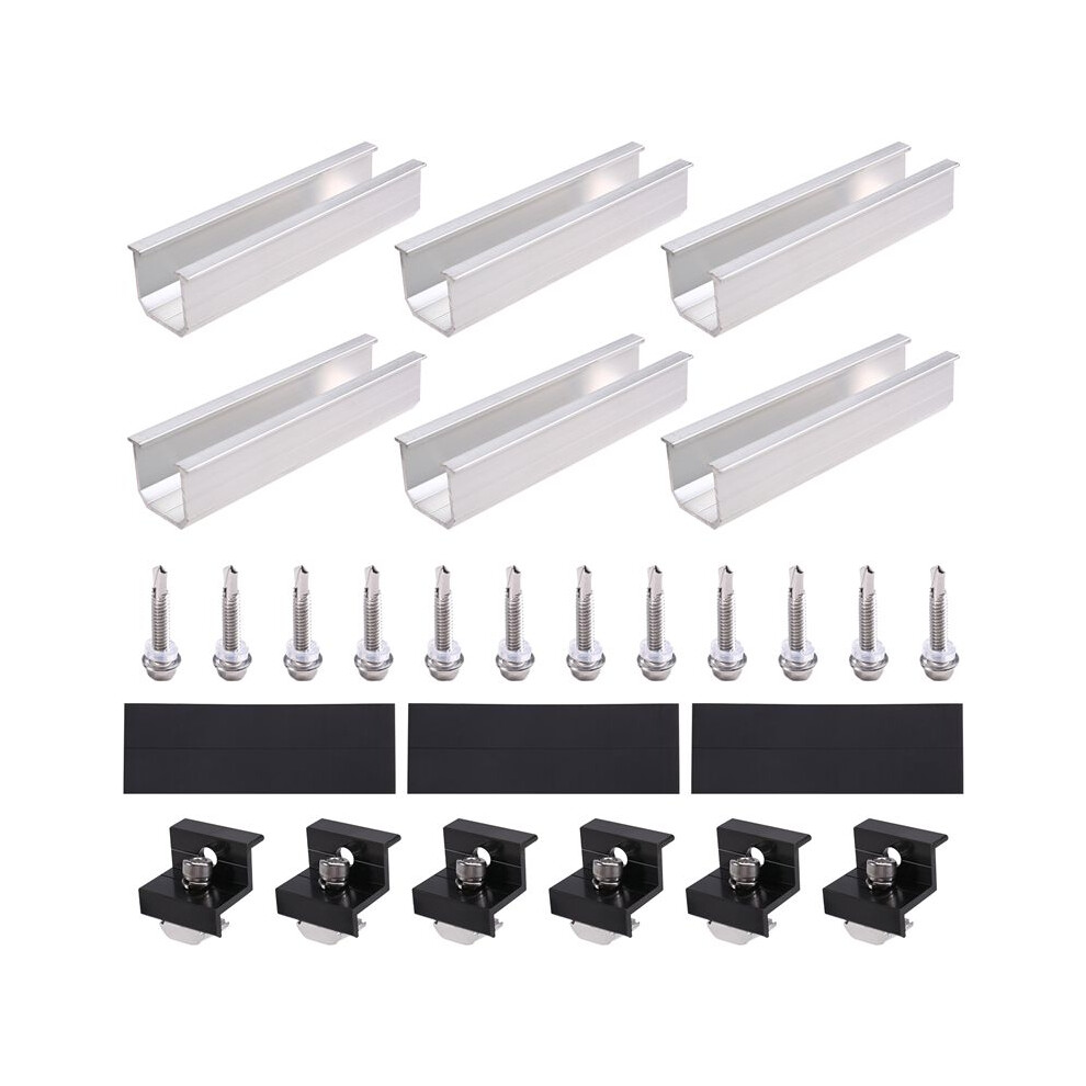 12Pcs Solar Panel Bracket Aluminum Pv Rail Fastening Module Trapezoidal Roof Mount Solar Rail End And And Middle Clamps 4712162763711