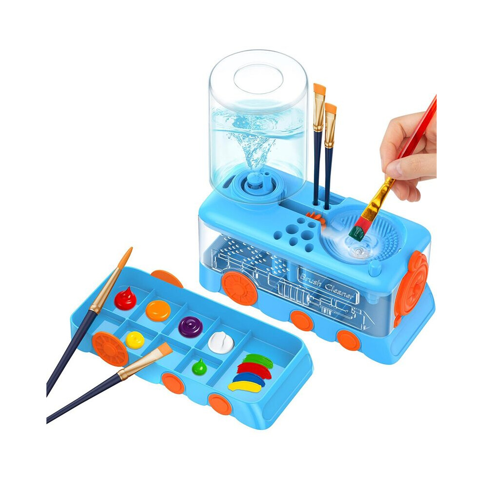 Upgraded Cartoon Paint Brush Cleaner with Tray, Holder & Drain for Acrylic and Watercolor Painingts