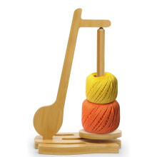 Wooden Yarn Holder with Magnetic Spinner for Knitting and Crocheting, Includes Phone Stand and Crochet Hook Storage