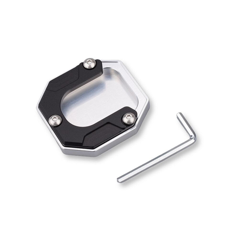 Motorcycle Kickstand Foot Side Stand Extension Pad Support Plate For Voge Sr250gt Sr250gt & Black/Silver 4714207536939