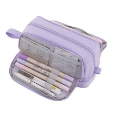Large Capacity Four-Opening Pencil Case Popular Pencil Case Uniform Pencil Case Multi-Function Simple Solid Color B
