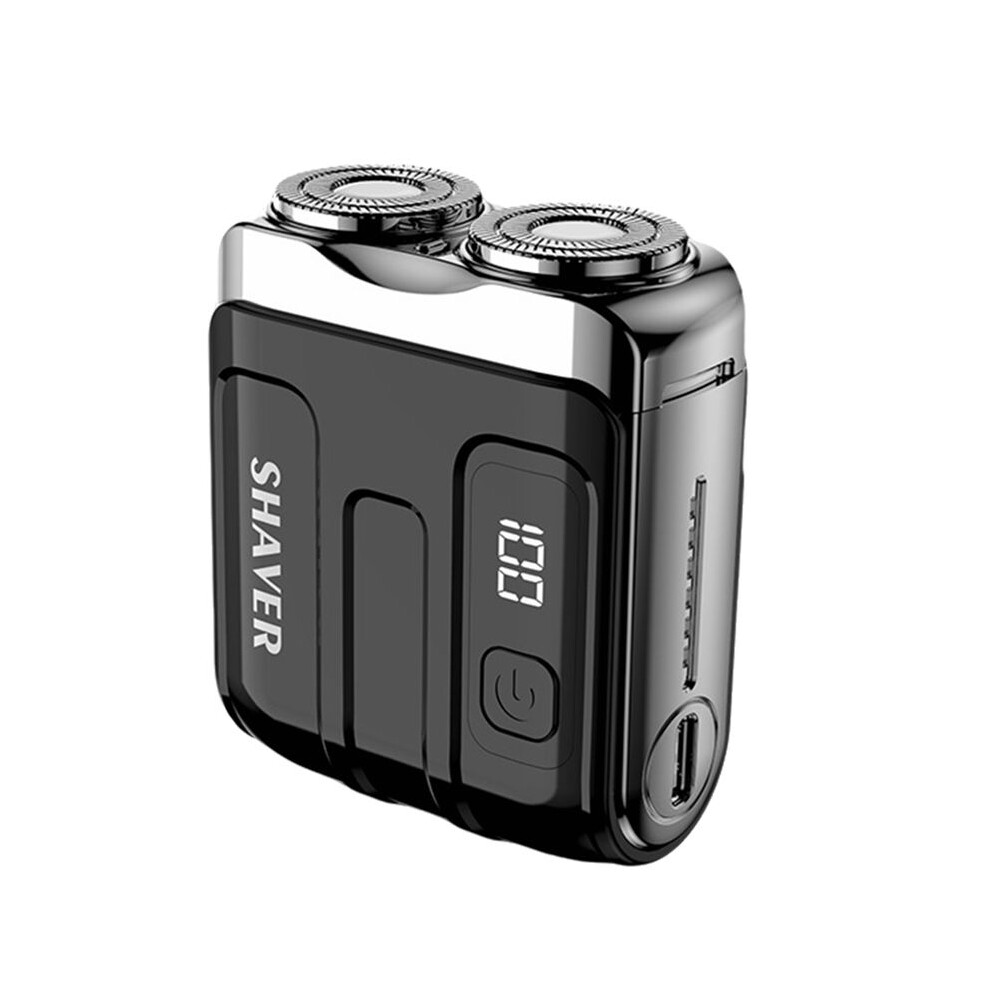 Portable Shaving  Double-Blade Shaver Electric Super Clean Digital Display and Washable Black