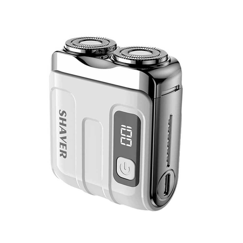 Portable Shaving  Double-Blade Shaver Electric Super Clean Digital Display and Washable White