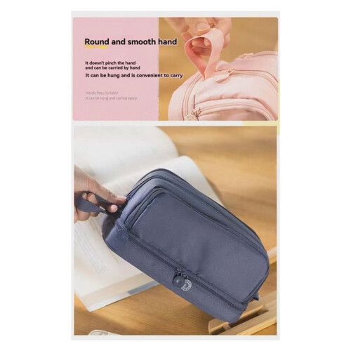 Large Capacity Four-Opening Pencil Case Popular Pencil Case Uniform Pencil Case Multi-Function Simple Solid Color A 2