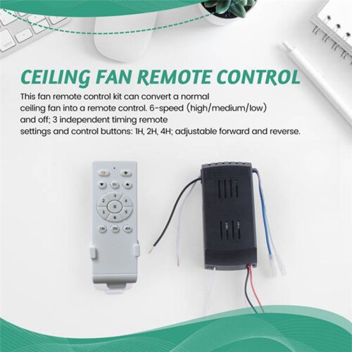 Universal Ceiling Fan Remote Control Kit Low Voltage 30w  Fan Light Driver Controller 6-Speed & Timing Remote 1