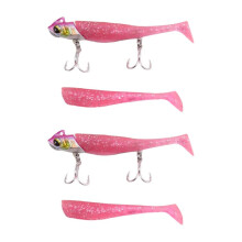 2 Stück 19 G Softbait Meeresangeln Shad Set Weitwurf Jighead Swimbaits für Flunder Wolfsbarsch Makrele