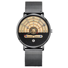 Unique Business Men Watch Fashion Auto Date Stainless Steel Strap Quartz Wristwatch Gifts for Him Calendar Clock D