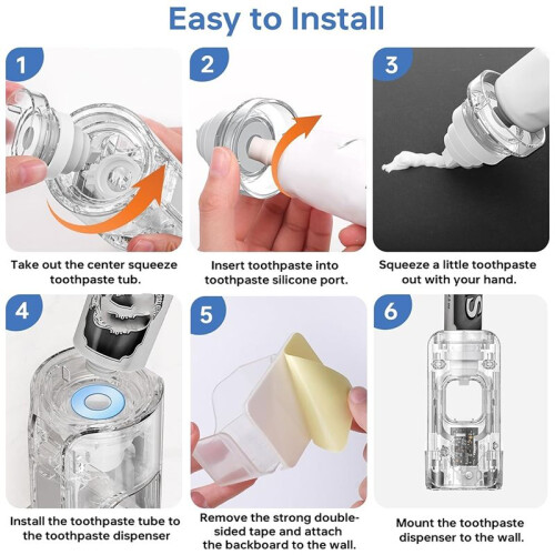 Toothpaste Dispenser, Toothpaste Squeezer Automatic Toothpaste Dispenser for Kids, Wall-Mounted Toothbrush Holder,A 1