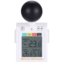 2-in-1 WBGT + HI Hitte-Indexmeter Natteboltemperatuur Hittestressmeter met Niveau-Indicator Hoorbare Alarmen