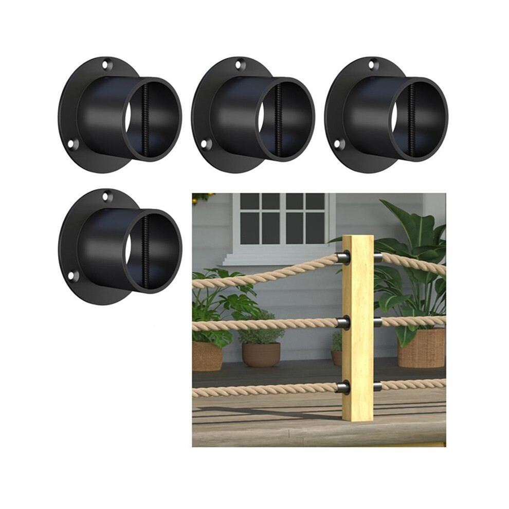 4Pack Black Rope End Snap With Screw Securing Rail Support Cap For Jutes Fencing Stair Deck Railing Kit 4712162790717