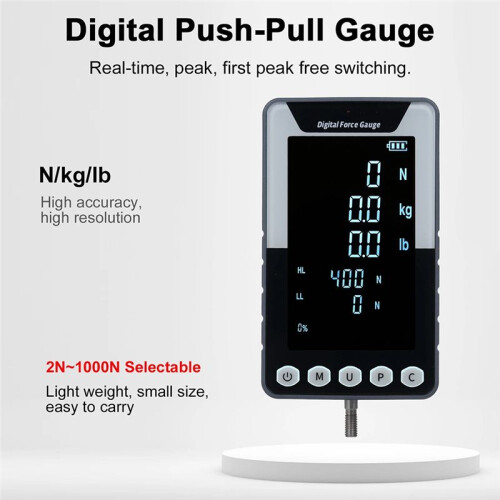Digitale Dynamometer, Stuwkrachtmeter, Trekmeter, Draagbare Dynamometer, Dynamometer, 3 Eenheden N/LB/Kg LCD-Scherm 2