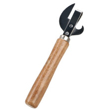 Ouvre-boîte manuel, manche ergonomique en bois et acier inoxydable, prise en main confortable pour une ouverture sûre et efficace, facile à