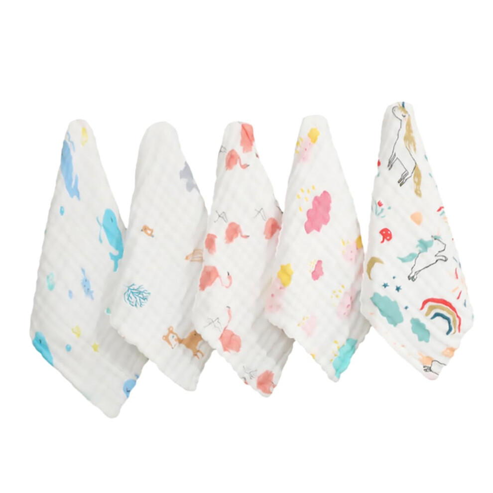 5pcs Newborn Cotton Face Towels Soft Absorbent Washcloths for Feeding and Drooling Nursing Towels Gentle Skin