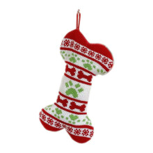 Decoração para pendurar na lareira, lindas meias de Natal tricotadas com estampa de cachorro e tecido personalizado, meias de Natal em tricô super