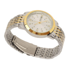 Herren Quartz Casual Uhr Wasserdicht Gold Weiß Legierung 92g