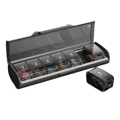 Portable Pills Organizers Case For Easy Medication-Black