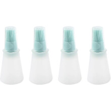 (Pink, long) QQDD 4 pcs Silicone Oil bottle brush BBQ/Pastry Basting Brushes,Silicone Cooking Grill Barbecue Baking