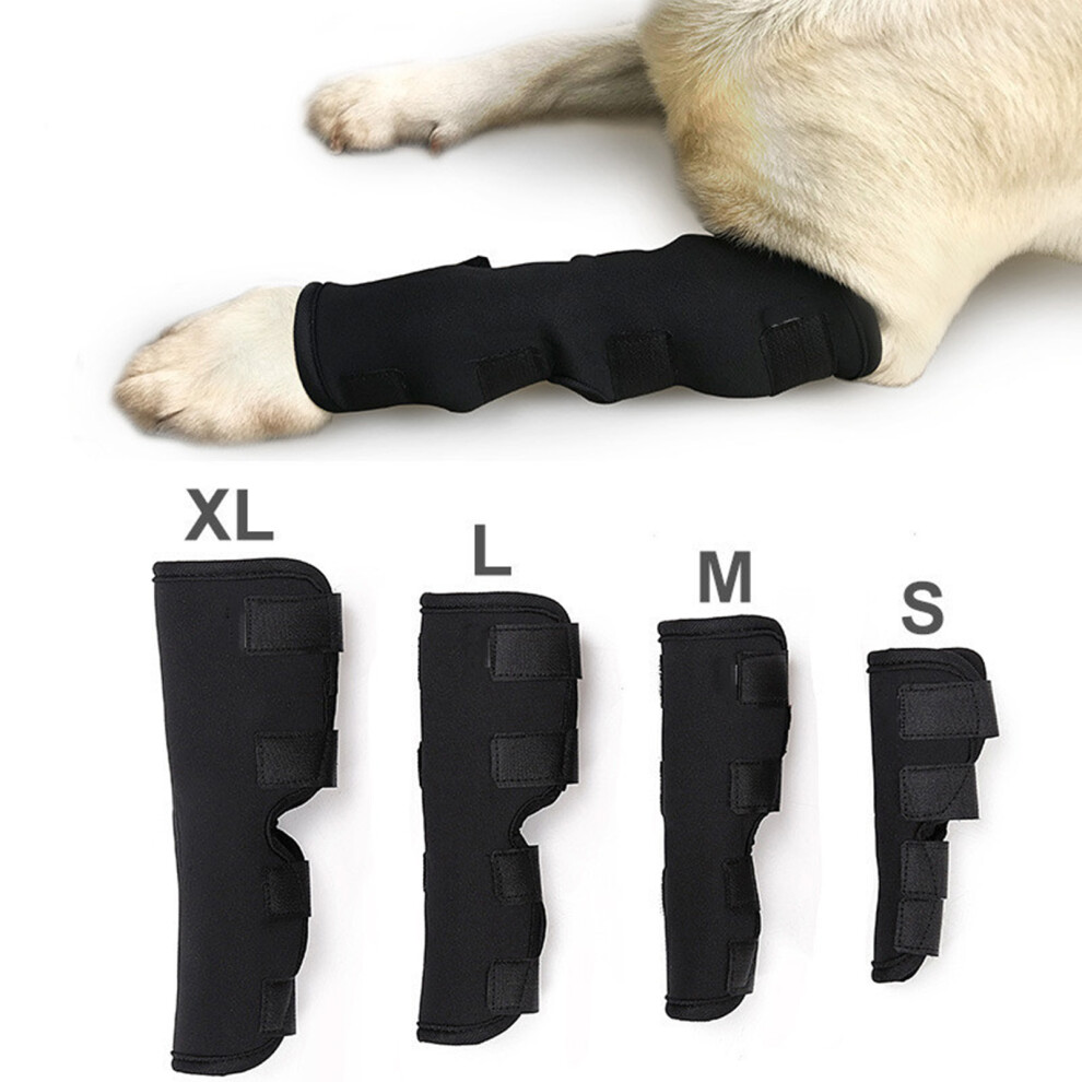 Black Dog Leg Brace Elastic Support For Arthritis Injury L