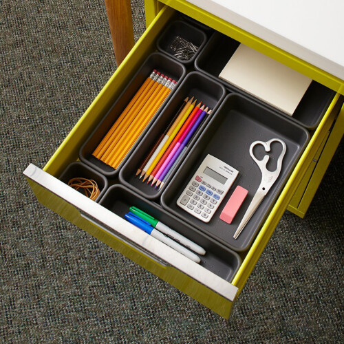 Interlocking Drawer Organizer, Stay Clutter-Free Durable Plastic Bins For Custom Layout Design, Multi-purpose Storage For Kitchen Utensils And Small 2