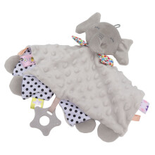Cute Animal Doll Baby Security Blanket Bright Color Plush Snuggle Blanket Grey