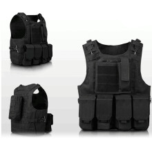 Lightweight Men's Military Vest, Adjustable, Multi-Function, Black