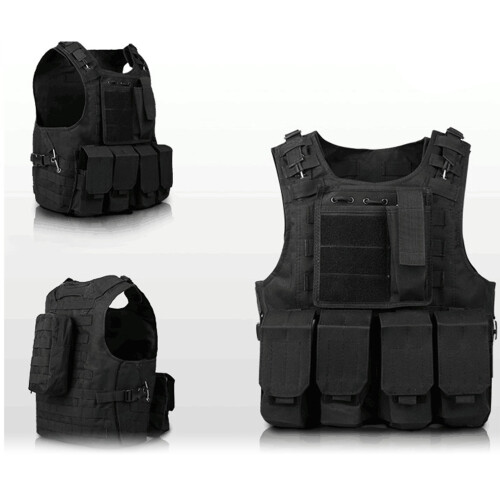 Lightweight Men's Military Vest, Adjustable, Multi-Function, Black