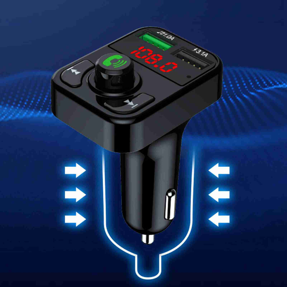 Wireless Fm Transmitter Adapter Dual Ports Car Radio Receiver Black 8701372309938