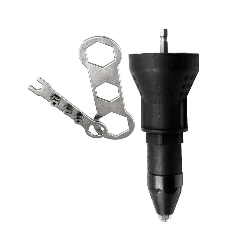 Electric Rivet Gun Drill Adapter Nut Riveting Tool For Efficient Assembly Black 6911372310595