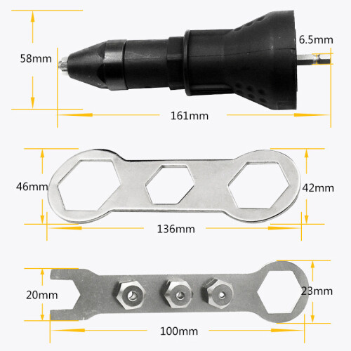 Electric Rivet Gun Drill Adapter Nut Riveting Tool for Efficient Assembly Black 2