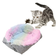 Bunter faltbarer Haustierbett 61x51cm Doppelzweck Katzen- und Hundekissen