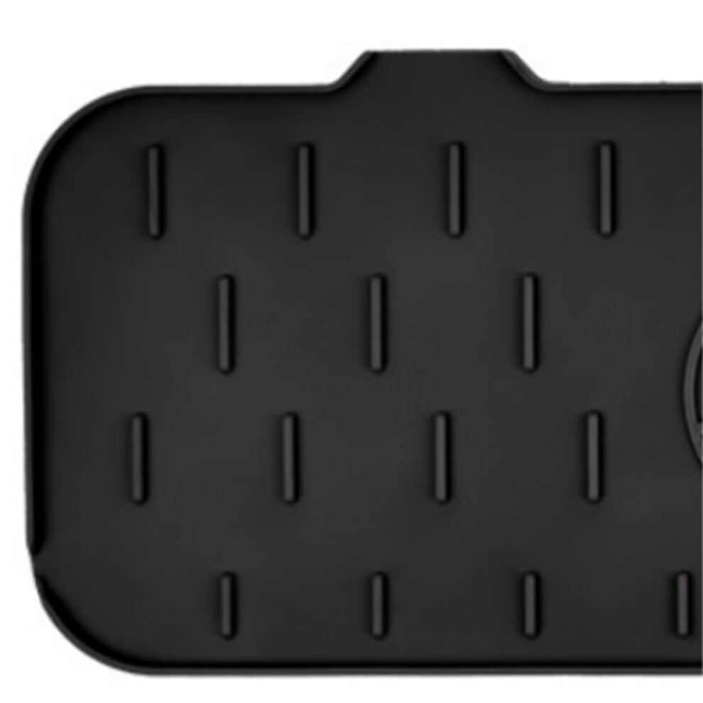 Silicone Sink Faucet Mat 14.5X37cm Draining Pad Reusable Black 5091381959822