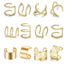 12 Stück goldene Metall-Ohrklemme-Ohrringe für Männer & Frauen, 1,3 x 1 cm