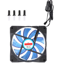 Superstille pc-ventilator met blauwe ledverlichting, ontworpen voor optimale koeling en een aantrekkelijk uiterlijk, voorzien van anti-vibratiepads