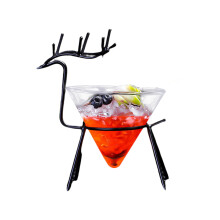 Creative Cocktail Glasses with Metal Fawn Stand, Unique Martini Glasses 5.4oz Crystal Glass Stemless Goblet for Wine Juice, Sturdy Thick Cup Base